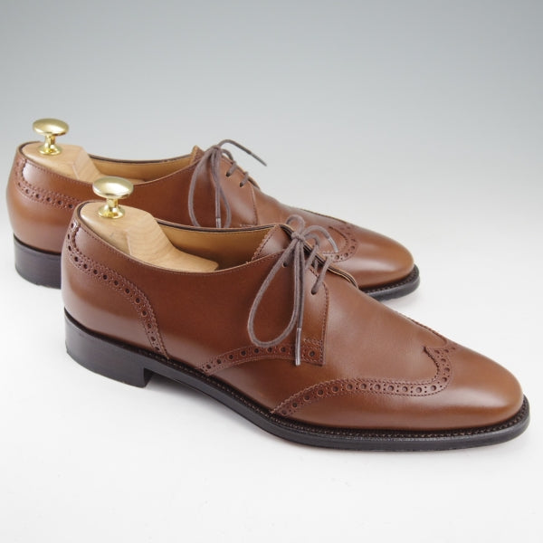 極上★(台東区)ジョーワークス SIZE 5【貴重★(仙台)タマヤフットウェア別注/クォーターブローグ】カーフ/茶/JOE WORKS★n629