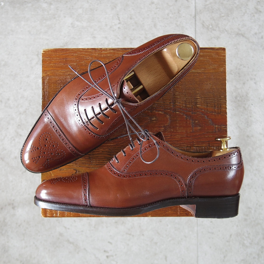 美品★(浅草)ギルド・オブ・クラフツ SIZE 6.5(M)【定価￥132,000-★(英国製)純正ツリー付/Robinson 3】セミブローグ/濃茶/メンズ★o672