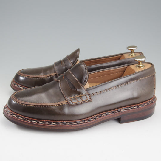 極上★(独)ハインリッヒ・ディンケラッカー SIZE 6.5【貴重★茶系コードバン/Wien】コインローファー/メンズ/Heinrich Dinkelacker★p235