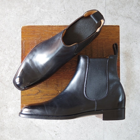 極美品★(伊)パオロ・ラッタンジ SIZE 5.5【貴重★ハンドソーンウェルテッド製法/サイドゴアブーツ】カーフ/黒/PAOLO LATTANZI★n114