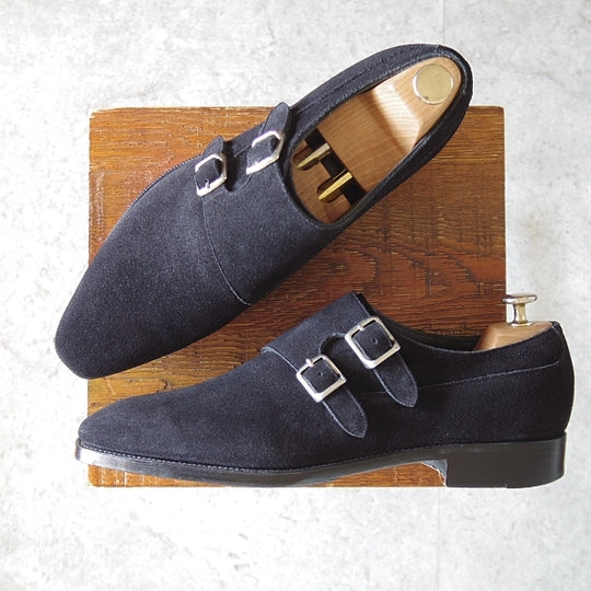 極上★Soffice&Solid/ソフィス&ソリッド SIZE 8【定価￥59,400-★ダブルモンク/S803】スエード/黒/トレーディングポスト取扱★n117