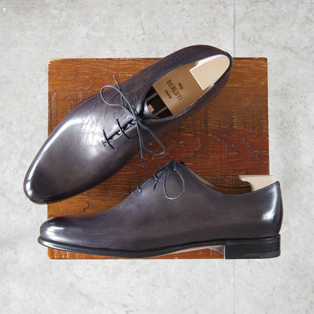 未使用★(仏)ベルルッティ SIZE 5.5【定価￥363,000-★純正ツリー付/ALESSANDRO GALET/アレッサンドロ】ホールカット/黒系/Berluti★p238