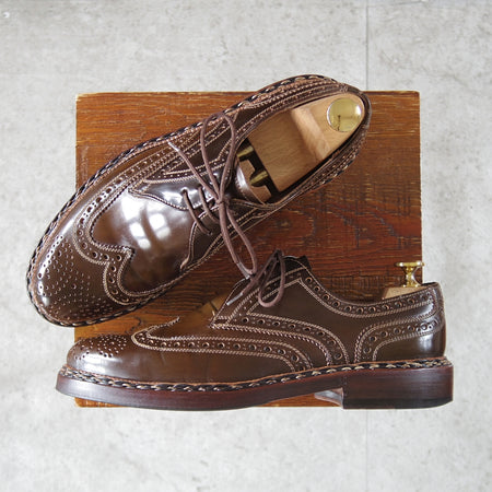 極美品★(独)ハインリッヒ・ディンケラッカー SIZE 6.5【貴重★茶系コードバン/純正ツリー付/BUDA】ブダ/Heinrich Dinkelacker★p248