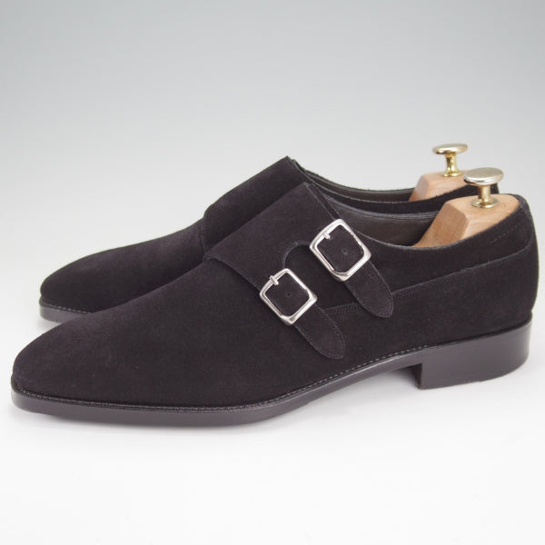 極上★Soffice&Solid/ソフィス&ソリッド SIZE 8【定価￥59,400-★ダブルモンク/S803】スエード/黒/トレーディングポスト取扱★n117