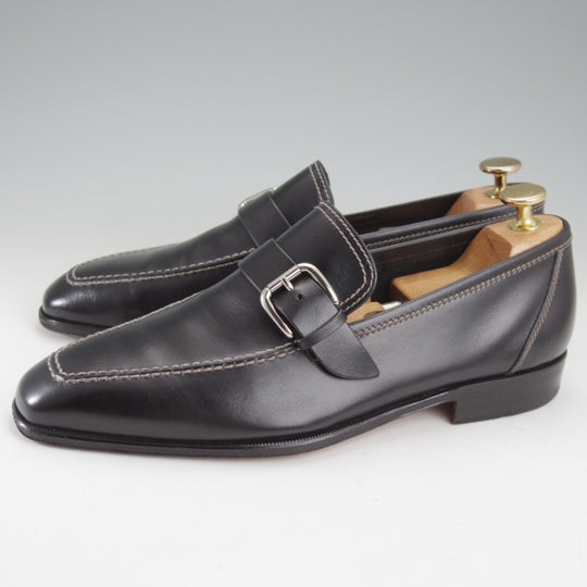 極上★(伊)タニノクリスチー SIZE 5.5【定価15万円以上★ストラップローファー/721】スリッポン/カーフ/黒/メンズ/TANINO CRISCI★n634