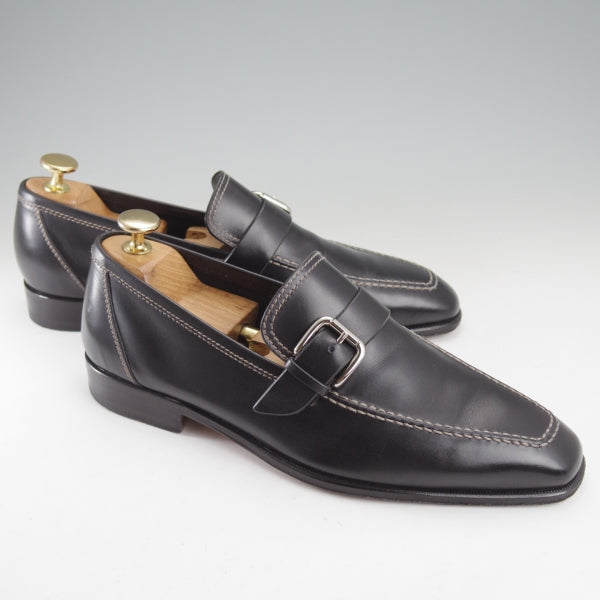 極上★(伊)タニノクリスチー SIZE 5.5【定価15万円以上★ストラップローファー/721】スリッポン/カーフ/黒/メンズ/TANINO CRISCI★n634