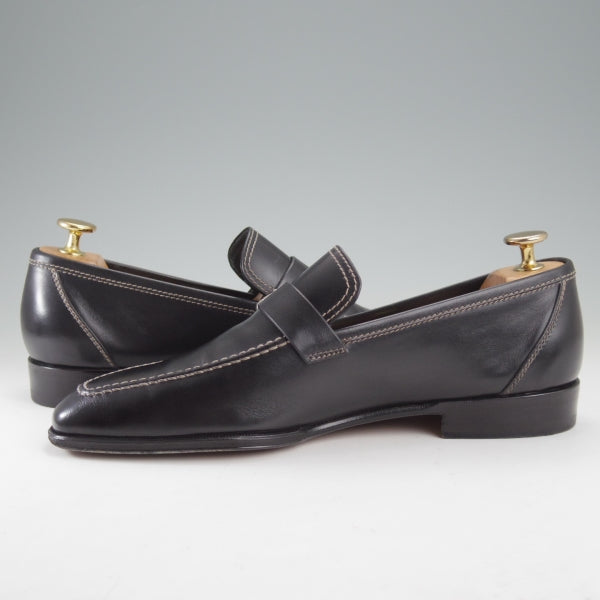 極上★(伊)タニノクリスチー SIZE 5.5【定価15万円以上★ストラップローファー/721】スリッポン/カーフ/黒/メンズ/TANINO CRISCI★n634