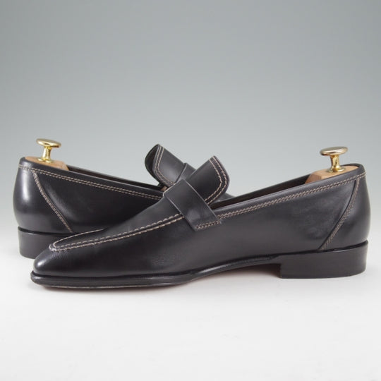 極上★(伊)タニノクリスチー SIZE 5.5【定価15万円以上★ストラップローファー/721】スリッポン/カーフ/黒/メンズ/TANINO CRISCI★n634