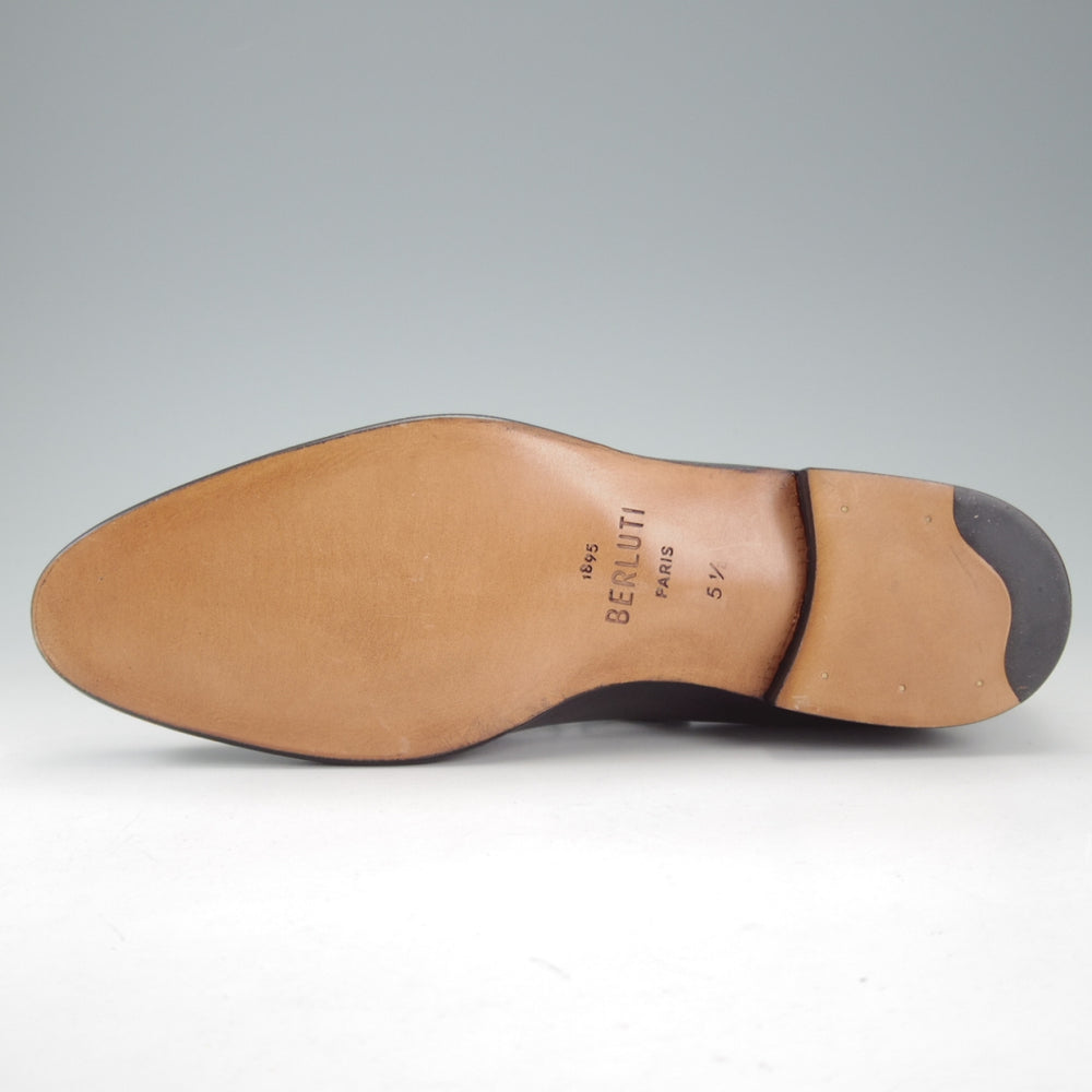未使用★(仏)ベルルッティ SIZE 5.5【定価￥363,000-★純正ツリー付/ALESSANDRO GALET/アレッサンドロ】ホールカット/黒系/Berluti★p238