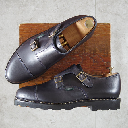 未使用★パラブーツ SIZE 8【定価￥96,800-★ウィリアム/WILLIAM】マルシェソール/ダブルモンク/リスレザー/NUIT/紺/Paraboot★o132
