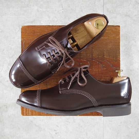 ほぼ未使用★(英)サンダース SIZE 7.5【定価￥68,200-★ミリタリーコレクション/Military Derby Shoe】ストレートチップ/EBONY/濃茶★o136