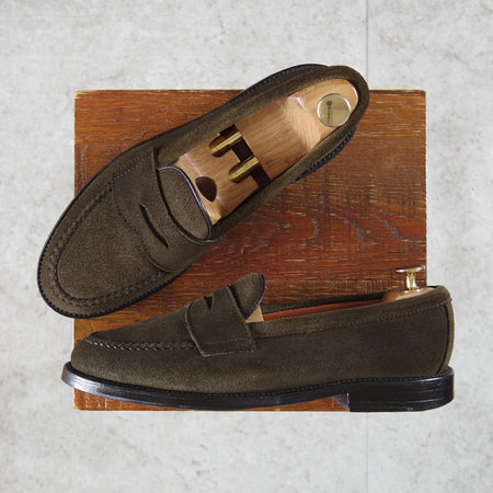 極上★オールデン 6.5D【現行定価17万円以上★ユナイテッドアローズ25周年記念モデル/62445】コインローファー/スエード/緑/ALDEN★o138