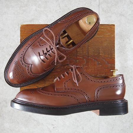 極美品★J.M.ウエストン 8D【現行定価￥275,000-★純正ツリー付/590/トリプルソールダービー】25ラスト/フルブローグ/タン/茶/Weston★o141