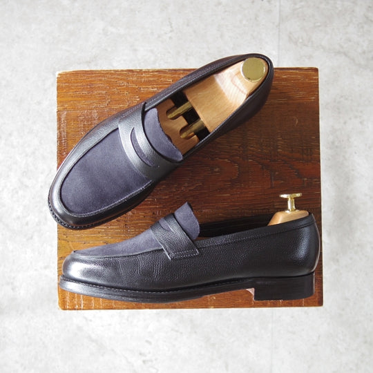 極美品★ジョンロブ(レディース) 4.5E【定価￥184,800-★ROWAN/ローワン/W317ラスト】コインローファー/コンビ/黒×紺/JOHN LOBB★n121