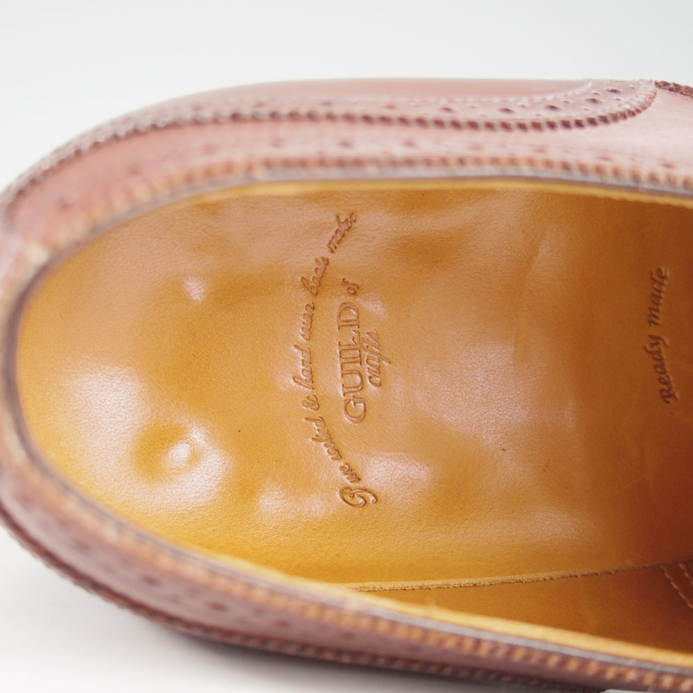 美品★(浅草)ギルド・オブ・クラフツ SIZE 6.5(M)【定価￥132,000-★(英国製)純正ツリー付/Robinson 3】セミブローグ/濃茶/メンズ★o672
