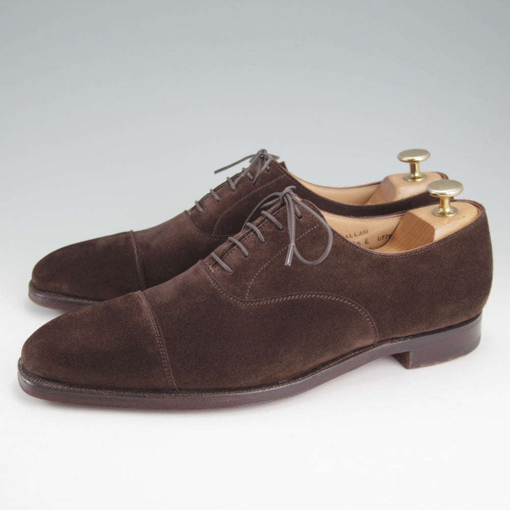 極美品★クロケット&ジョーンズ 6.5E【現行定価10万円以上★HALLAM/348ラスト】ストレートチップ/スエード/濃茶/Crockett&Jones★o130