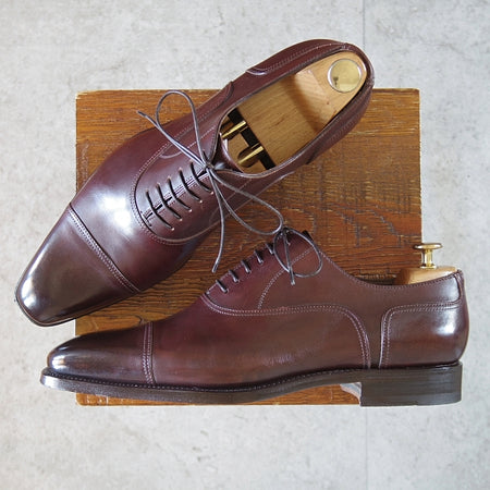 極美品★(伊)サントーニ SIZE 7.5【上級★グッドイヤーウェルテッド製法/13177】ストレートチップ/カーフ/濃茶/メンズ/Santoni★n637