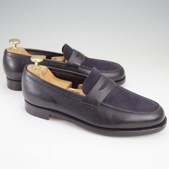 極美品★ジョンロブ(レディース) 4.5E【定価￥184,800-★ROWAN/ローワン/W317ラスト】コインローファー/コンビ/黒×紺/JOHN LOBB★n121