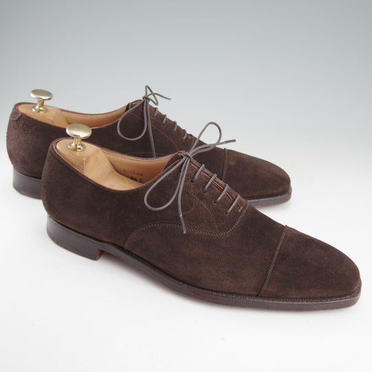 極美品★クロケット&ジョーンズ 6.5E【現行定価10万円以上★HALLAM/348ラスト】ストレートチップ/スエード/濃茶/Crockett&Jones★o130