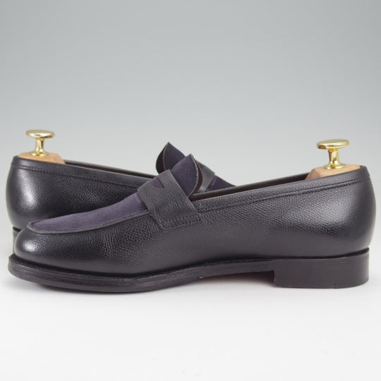 極美品★ジョンロブ(レディース) 4.5E【定価￥184,800-★ROWAN/ローワン/W317ラスト】コインローファー/コンビ/黒×紺/JOHN LOBB★n121