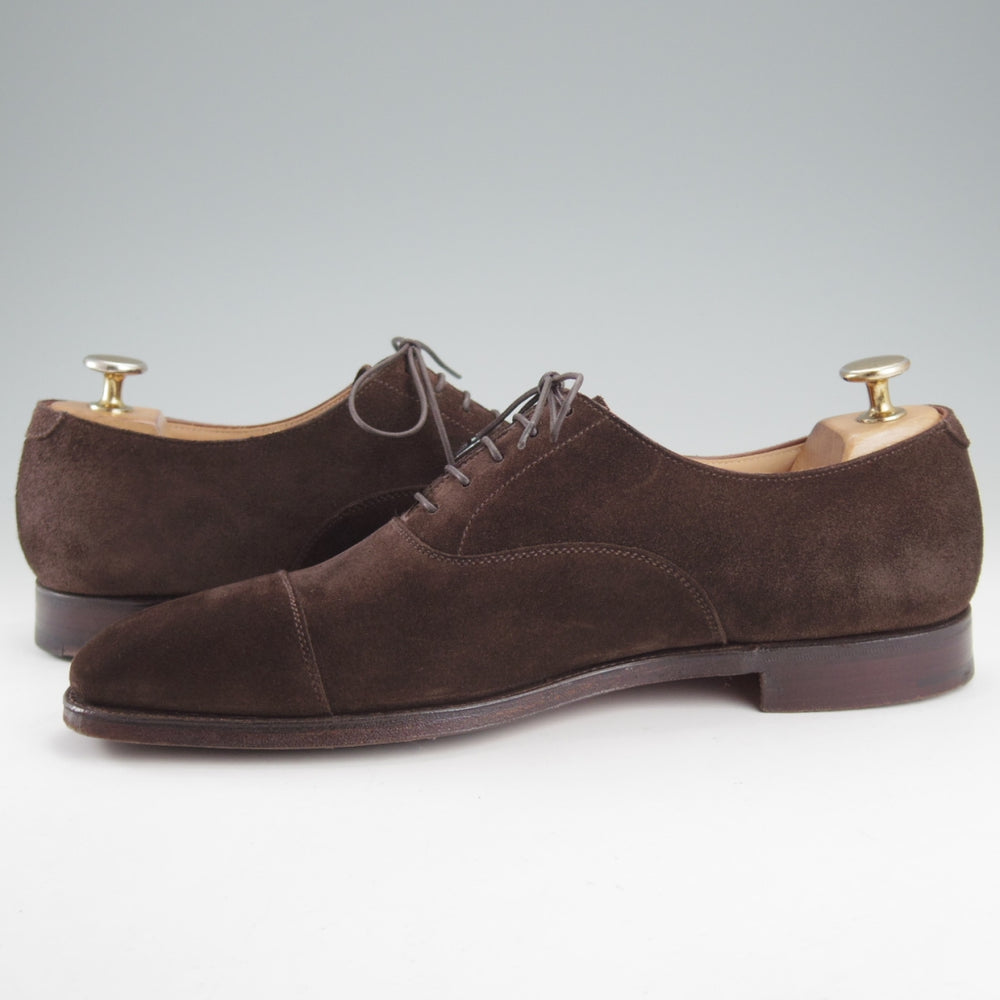 極美品★クロケット&ジョーンズ 6.5E【現行定価10万円以上★HALLAM/348ラスト】ストレートチップ/スエード/濃茶/Crockett&Jones★o130