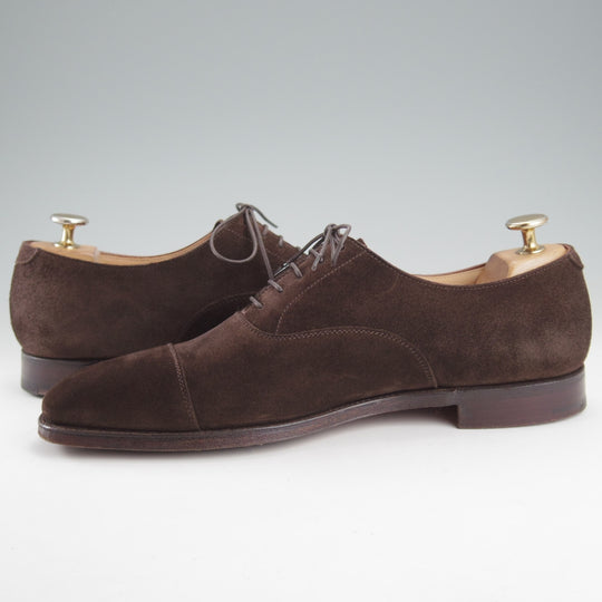 極美品★クロケット&ジョーンズ 6.5E【現行定価10万円以上★HALLAM/348ラスト】ストレートチップ/スエード/濃茶/Crockett&Jones★o130