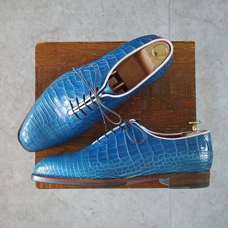 美品★(伊)エンツォ・ボナフェ SIZE 6【オーダー時価格40万円程度★クロコダイル/純正シューツリー付】9分仕立て/Enzo Bonafe★n642