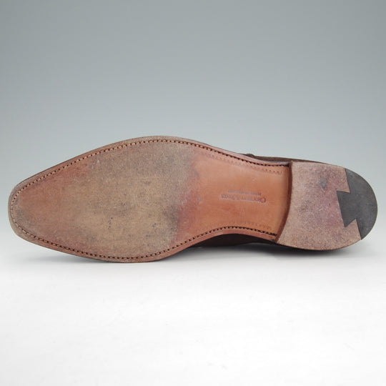 極美品★クロケット&ジョーンズ 6.5E【現行定価10万円以上★HALLAM/348ラスト】ストレートチップ/スエード/濃茶/Crockett&Jones★o130