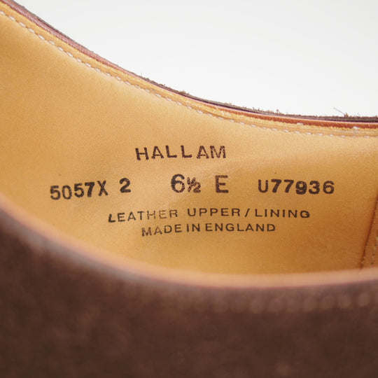 極美品★クロケット&ジョーンズ 6.5E【現行定価10万円以上★HALLAM/348ラスト】ストレートチップ/スエード/濃茶/Crockett&Jones★o130