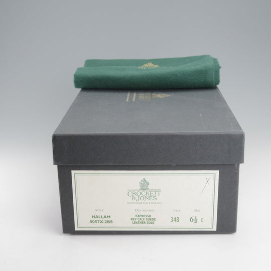 極美品★クロケット&ジョーンズ 6.5E【現行定価10万円以上★HALLAM/348ラスト】ストレートチップ/スエード/濃茶/Crockett&Jones★o130