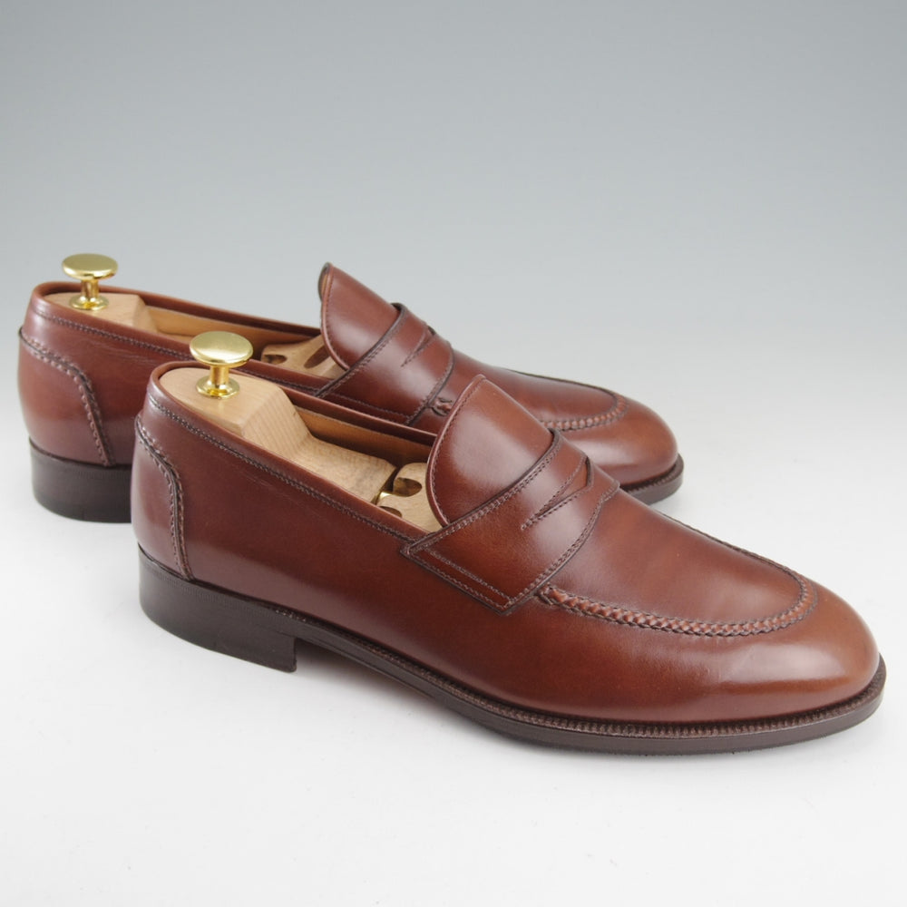 美品★(伊)タニノクリスチー SIZE 6.5【定価15万円以上★コインローファー/茶】カーフ/メンズ/TANINO CRISCI★o131