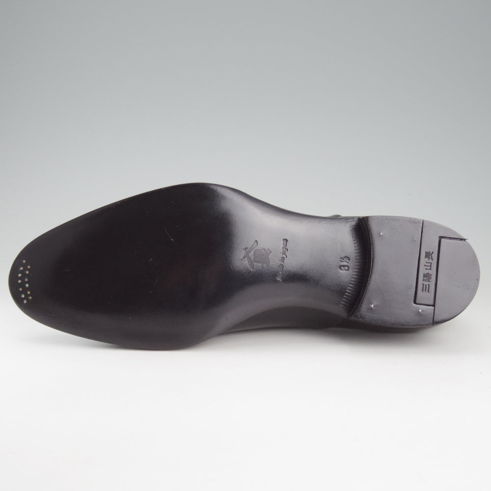 未使用★三陽山長 SIZE 8.5【定価￥99,000-★匠一郎/レベルソ仕立て/R2010ラスト】SHOICHIRO/ストレートチップ/カーフ/黒/メンズ★o674