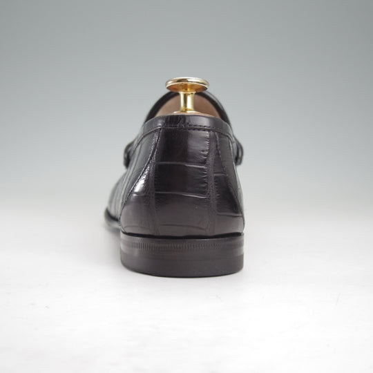 極上★(伊)GUCCI/グッチ SIZE 7【クロコダイル仕様★1953コレクション/ホースビットローファー】スリッポン/黒/メンズ★n638