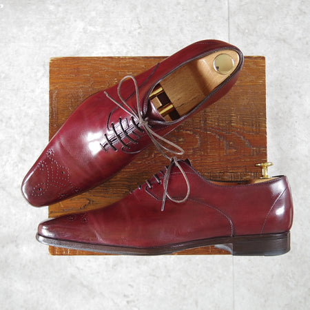 極上★(伊)サントーニ SIZE 6.5【オックスフォードシューズ★10039/赤茶】カーフ/メンズ/Santoni★o681