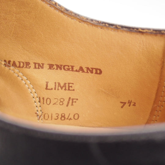 美品★(英)チーニー 7.5F【定価￥78,100-★ストレートチップ/LIME/ライム】11028ラスト/カーフ/黒/メンズ/CHEANEY★n640