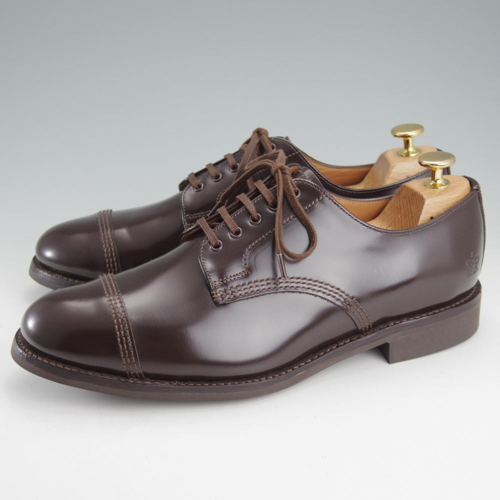 ほぼ未使用★(英)サンダース SIZE 7.5【定価￥68,200-★ミリタリーコレクション/Military Derby Shoe】ストレートチップ/EBONY/濃茶★o136