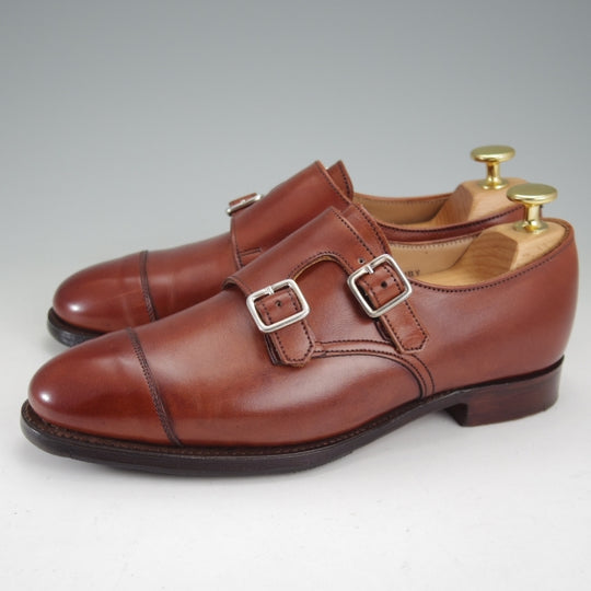 極美品★クロケット&ジョーンズ(レディース) 22.5cm程度【定価￥143,000-★ダブルモンク/RUBY】617ラスト/カーフ/茶/Crockett&Jones★n641