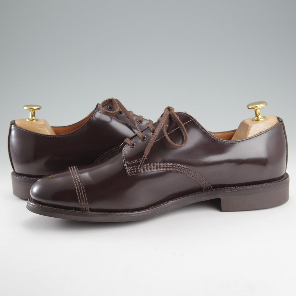 ほぼ未使用★(英)サンダース SIZE 7.5【定価￥68,200-★ミリタリーコレクション/Military Derby Shoe】ストレートチップ/EBONY/濃茶★o136