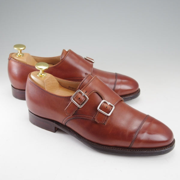極美品★クロケット&ジョーンズ(レディース) 22.5cm程度【定価￥143,000-★ダブルモンク/RUBY】617ラスト/カーフ/茶/Crockett&Jones★n641
