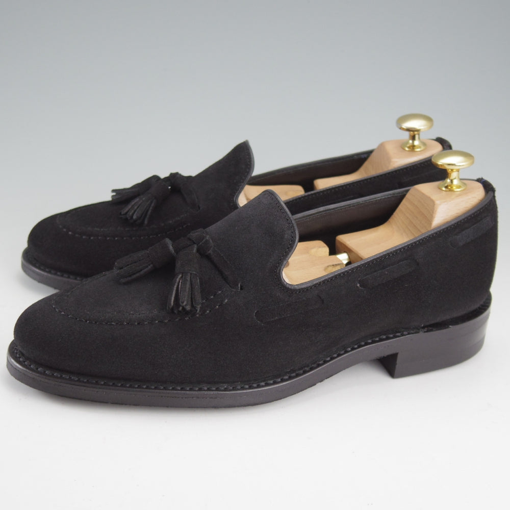 ほぼ試着程度★(英)Loake/ローク 5.5F【定価￥69,300-★RUSSELL/1880 Classic Collection】タッセルローファー/スエード/黒★o137