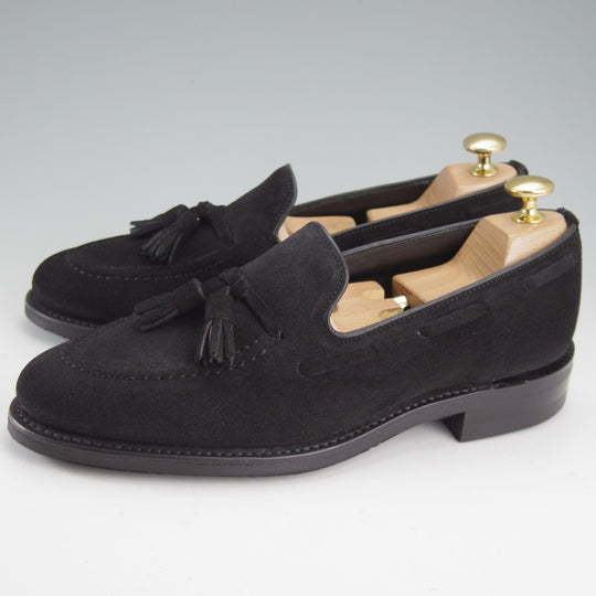 ほぼ試着程度★(英)Loake/ローク 5.5F【定価￥69,300-★RUSSELL/1880 Classic Collection】タッセルローファー/スエード/黒★o137