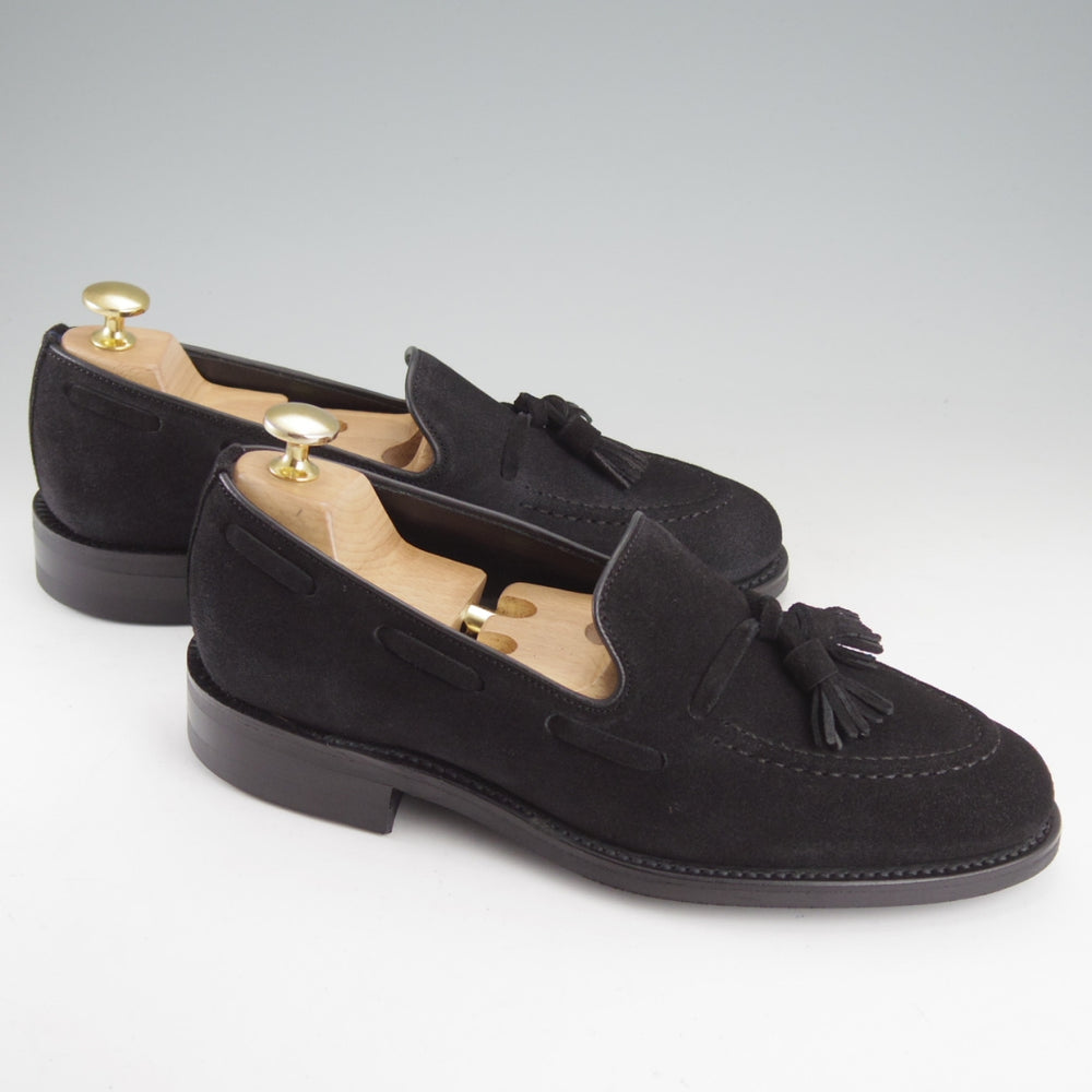 ほぼ試着程度★(英)Loake/ローク 5.5F【定価￥69,300-★RUSSELL/1880 Classic Collection】タッセルローファー/スエード/黒★o137