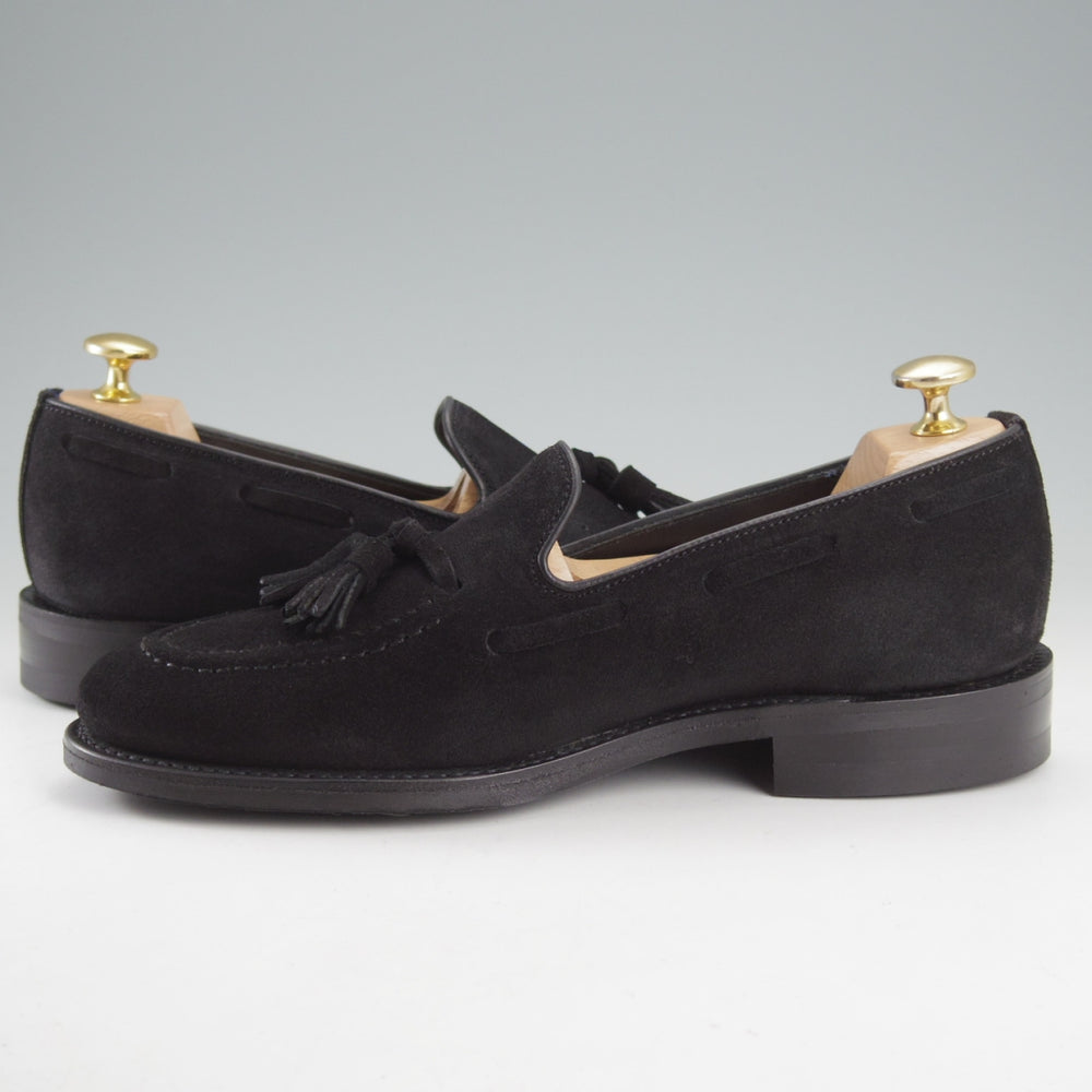 ほぼ試着程度★(英)Loake/ローク 5.5F【定価￥69,300-★RUSSELL/1880 Classic Collection】タッセルローファー/スエード/黒★o137