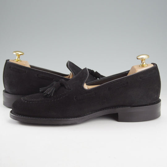 ほぼ試着程度★(英)Loake/ローク 5.5F【定価￥69,300-★RUSSELL/1880 Classic Collection】タッセルローファー/スエード/黒★o137