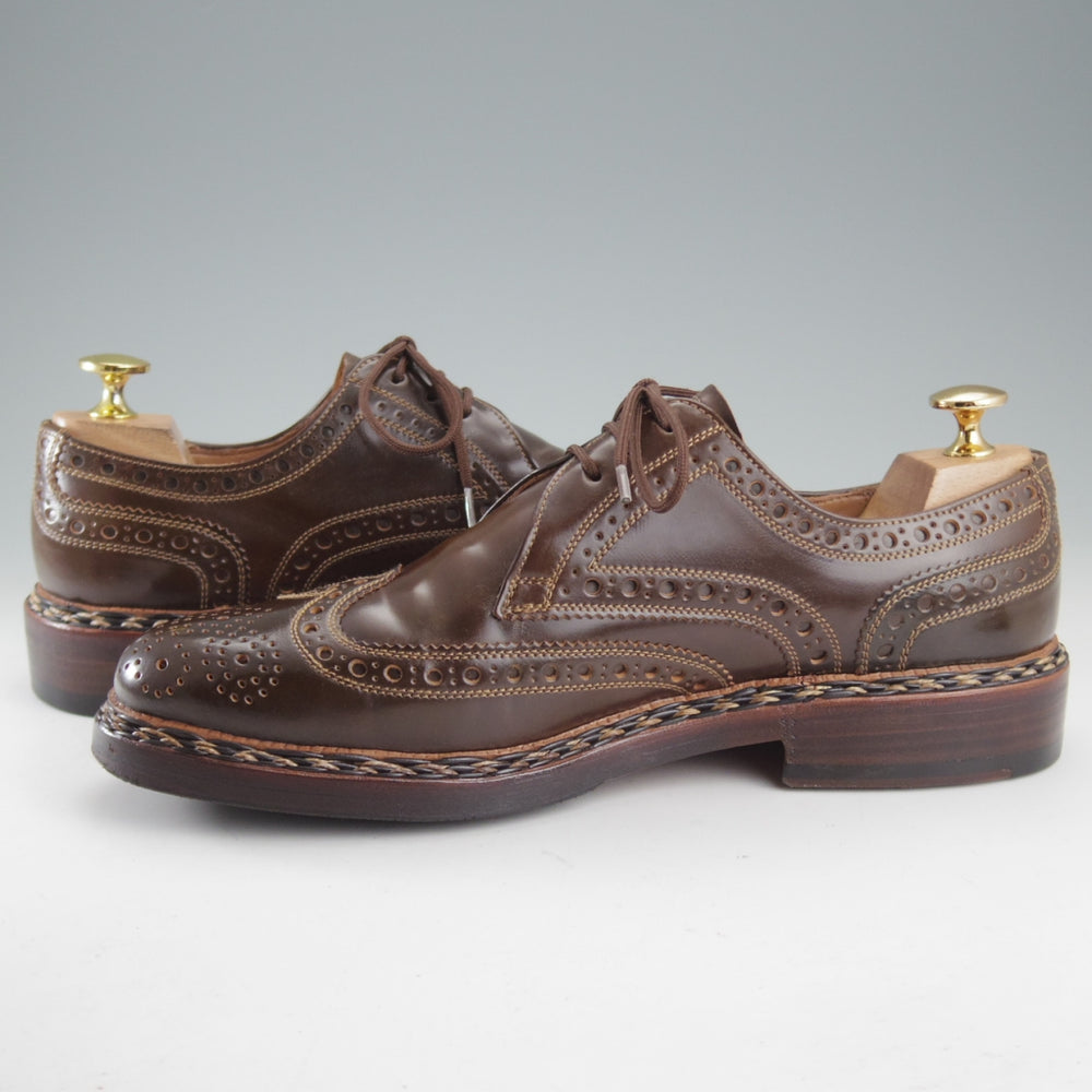 極美品★(独)ハインリッヒ・ディンケラッカー SIZE 6.5【貴重★茶系コードバン/純正ツリー付/BUDA】ブダ/Heinrich Dinkelacker★p248