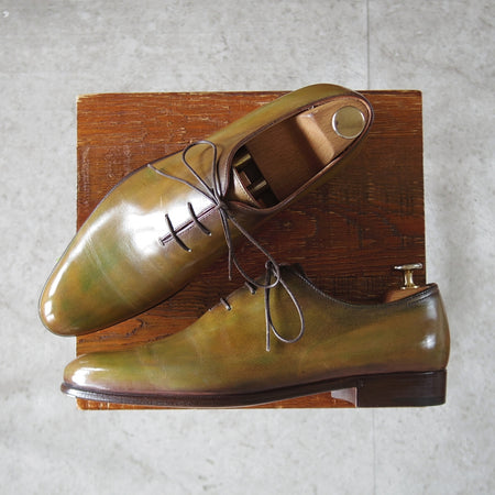 極美品★(仏)ベルルッティ SIZE 6.5【現行定価￥361,900-★アレッサンドロ/ALESSANDRO】ホールカット/薄緑～茶系パティーヌ/Berluti★p257