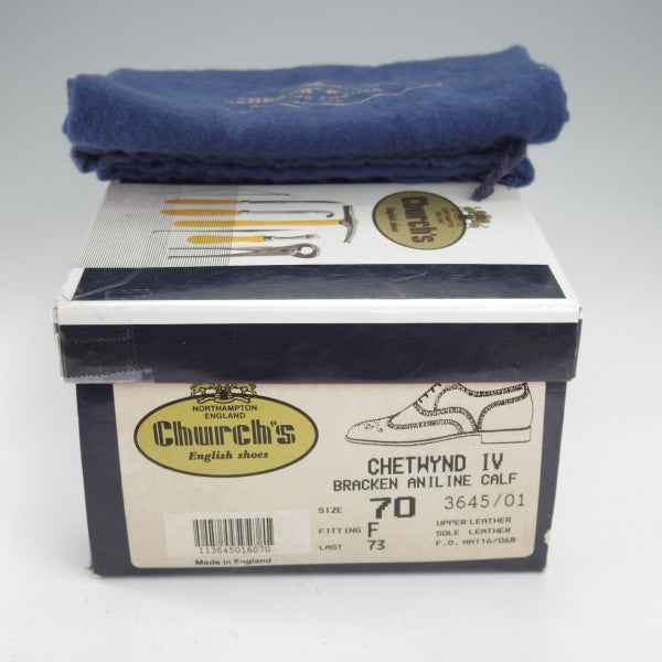 未使用★チャーチ 70F/UK7【デッドストック品★旧チャーチ/73ラスト/CHETWYND】フルブローグ/アニリンカーフ/BRACKEN/茶/Church's★n123