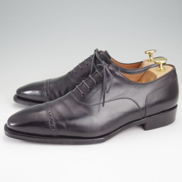 美品★Perfetto/ペルフェット SIZE 7.5【定価￥56,100-★PALATINO PC/ミュージアムカーフ風】パンチドキャップトゥ/黒/メンズ★n131