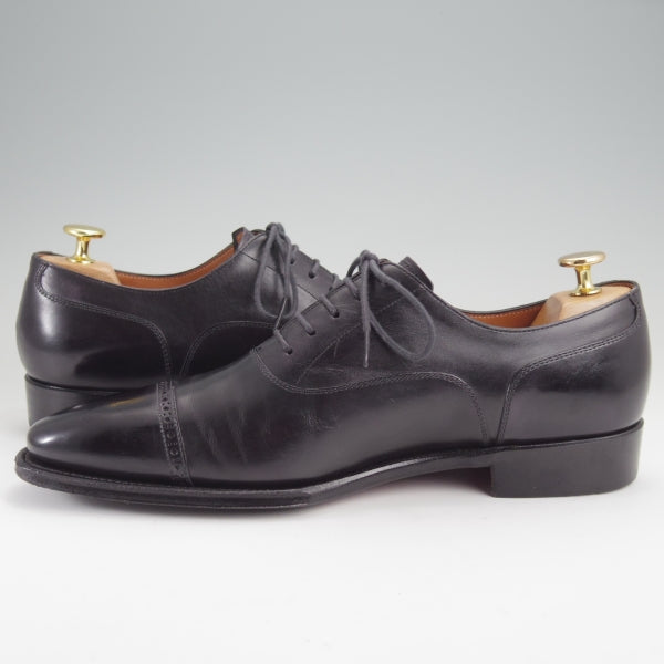 美品★Perfetto/ペルフェット SIZE 7.5【定価￥56,100-★PALATINO PC/ミュージアムカーフ風】パンチドキャップトゥ/黒/メンズ★n131
