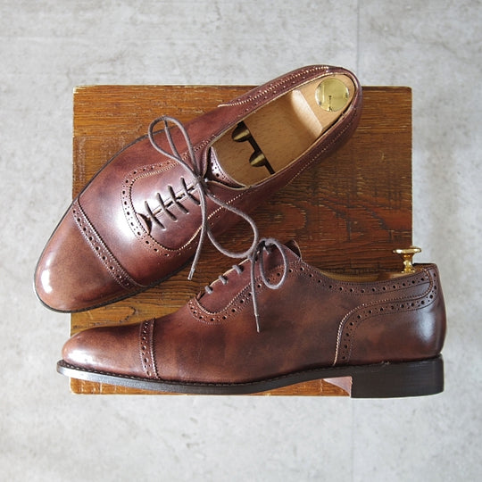 ほぼ試着程度★トリッカーズ SIZE 7【現行定価10万円以上★ミュージアムカーフ/TRENTON】クォーターブローグ/8038/濃茶/Tricker's★n141